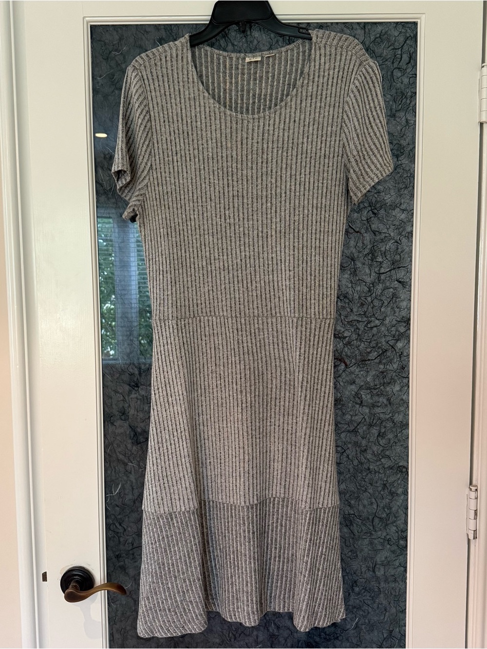 GAP Gray Ribbed Short-Sleeve Midi Dress M Tall